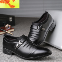 男士皮鞋英伦风尖头韩版青年软面发型师商务休闲棕色春季正装男鞋 简畅休闲鞋