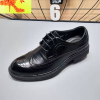 2022新版黑色韩版布洛克英伦大利来男单鞋商务休闲西装青年皮鞋 简畅休闲鞋