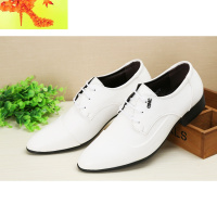 新款商务正装皮鞋白色婚礼系带男鞋英伦尖头皮鞋男韩版潮鞋休闲鞋 简畅