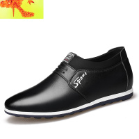 春季男装套脚潮鞋男士隐形内曾高皮鞋6厘米无带商务悠闲增高鞋6cm 简畅休闲鞋