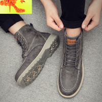 冬季马丁男靴子高帮韩版百搭加绒保暖雪地棉鞋英伦风工装潮鞋 简畅靴子 男