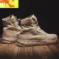 男士户外马丁靴冬季帆布工装作战靴机车高帮男鞋加绒保暖棉鞋 简畅