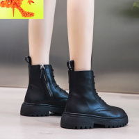 秋季黑色帅气薄款纯皮短靴春秋单靴时尚短款 简畅