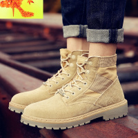 马丁靴子雪地中帮工装沙漠靴英伦风春季高帮男鞋帆布户外靴子 简畅