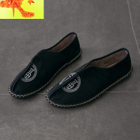 潮流休闲男鞋一脚蹬渔夫鞋男2022春秋新款中国风唐装汉鞋豆豆布鞋 简畅休闲鞋