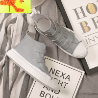 2022春夏季新款男鞋韩版潮流魔术贴休闲高帮帆布鞋变色龙学生潮鞋 简畅