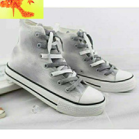 新款春夏渐变色手绘涂鸦高帮系鞋带帆布鞋男女百搭休闲学生鞋 简畅