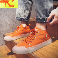 2022新款男鞋春夏透气牛筋底板鞋果冻帆布鞋男高帮飞行员休闲潮鞋 简畅