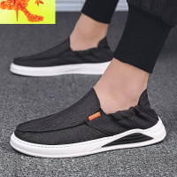 老北京布鞋男懒人一脚蹬潮鞋黑色韩版休闲豆豆工作帆布鞋百搭夏季 简畅