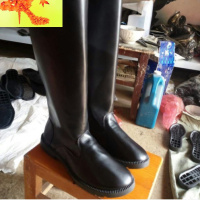 男女皮靴男鞋COSPLAY动漫游戏骑马靴仪仗队长靴马丁靴子加棉高筒 简畅