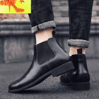 马丁靴男英伦风高帮皮鞋靴子男短靴冬季加绒保暖棉鞋切尔西靴 简畅