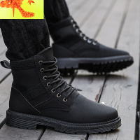 2022新款马丁靴男潮高帮英伦风韩版雪地棉鞋冬季短靴潮流工装靴子 简畅