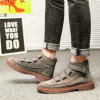 马丁靴男冬季短靴子高帮英伦风男士休闲中邦工装靴雪地靴加绒棉鞋 简畅