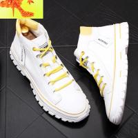 网红高帮板鞋男新款ins运动小白秋鞋百搭潮鞋中邦男靴潮男短靴子 简畅靴子 男