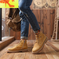 靴子男秋季英伦风鞋高帮马丁低潮流色百搭皮工装中邦拉链短靴 简畅靴子 男