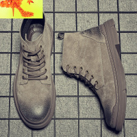 男靴2022新款潮流内增高马丁靴男短靴高帮英伦中帮战术工装鞋 简畅