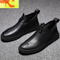 2022冬季马丁靴男高帮工装鞋子男士内增高短靴子加绒棉皮鞋男 简畅