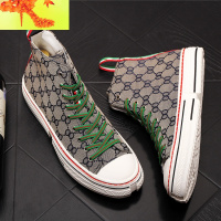 欧洲站男士高帮板鞋时尚潮男鞋透气帆布鞋嘻哈短靴内增高牛仔靴子 简畅靴子 男