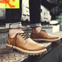 马丁靴男英伦风低帮短靴韩版潮流复古大头皮鞋男士休闲工装靴男靴 简畅