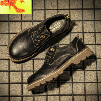 马丁鞋男春季透气百搭休闲靴子低帮工装潮鞋男士大头皮鞋英伦鞋子 简畅靴子 男