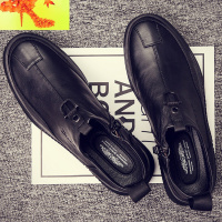 休闲皮鞋男士韩版潮流高帮黑色马丁短靴子英伦百搭中邦鞋子男潮鞋 简畅靴子 男