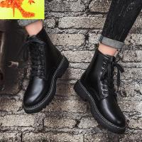 马丁靴男士冬季防水英伦高帮皮鞋男靴工装短靴子中帮黑色皮靴 简畅