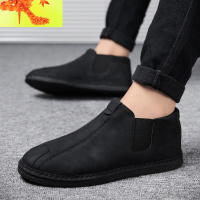 春季男士靴子男靴雪地靴潮流马丁靴冬季英伦短靴东北加绒保暖棉鞋 简畅