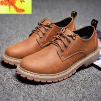 2022新款夏季男靴子透气潮流青春潮流休闲皮靴工装鞋低帮马丁短靴 简畅