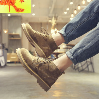 马丁靴男春季中帮透气英伦百搭短靴韩版潮高帮鞋雪地工装靴子 简畅