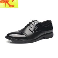 新款男士商务正装皮鞋隐形内增高男鞋尖头结婚皮鞋系带漆皮婚鞋男 简畅休闲鞋