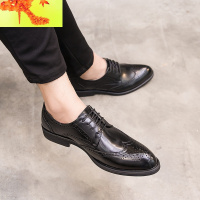 布洛克男鞋韩版潮流百搭休闲内增高婚礼鞋英伦正装尖头商务皮鞋男 简畅休闲鞋
