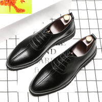 男士休闲皮鞋男韩版尖头青年西装商务鞋子英伦黑色伴郎正装结婚鞋 简畅休闲鞋