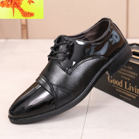 春季男士商务正装皮鞋男漆皮尖头系带青年休闲伴郎西装婚纱照男鞋 简畅休闲鞋