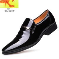 春秋男士商务皮鞋正装皮鞋男皮透气尖头套脚男鞋青年结婚鞋子男 简畅休闲鞋