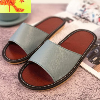 夏季室内家居地板凉拖鞋男女居家皮面家用夏天牛筋底防滑拖鞋 简畅