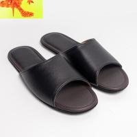 海宁夏季情侣居家卧室皮拖鞋男女室内木地板皮底耐磨防滑凉鞋 简畅