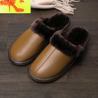 保暖皮拖鞋居家情侣室内防滑木地板家居毛毛月子棉拖鞋男女冬季 简畅
