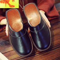定制Logo春秋居家皮拖鞋夏季男女室内木地板牛筋底防滑情侣棉拖鞋 简畅