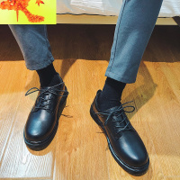 皮鞋男韩版潮流春季鞋子男学生休闲青少年英伦男士黑色百搭小皮鞋 简畅休闲鞋