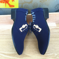 春季透气男士布面尖头皮鞋系带休闲皮鞋英伦发型师韩版青年潮男鞋 简畅休闲鞋