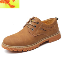 牛筋底工装鞋男士青年大头飞行员休闲皮鞋低帮搭配牛仔裤的悠闲鞋 简畅休闲鞋