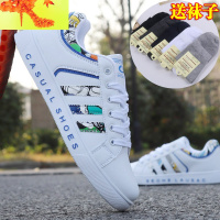 春季潮鞋韩版学生透气休闲鞋百搭运动帆布鞋白色平板鞋小白鞋男鞋 简畅