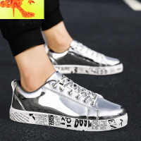 男鞋春季韩版潮流休闲亮皮鞋个性金银色平板鞋社会人精小伙鞋子 简畅