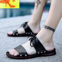 2022新款夏季个性一字凉鞋男韩版潮流沙滩男士凉拖鞋时尚外穿拖鞋 简畅