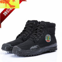 高帮解放鞋男工地防滑耐磨帆布劳动鞋保安作训鞋黑色胶鞋高腰军鞋 简畅休闲鞋