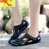 魔术贴2022新款夏季沙滩鞋男防滑包头凉鞋男士休闲洞洞鞋透气涉水 简畅