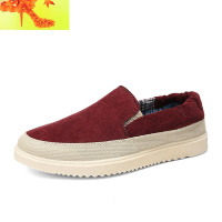 春天男装帆布鞋简单懒人鞋老北京懒汉布鞋红色平板鞋没鞋带男鞋子 简畅
