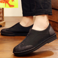 老北京布鞋男款复古中国风功夫洒鞋套脚平底刺绣休闲舒适低帮男鞋 简畅休闲鞋