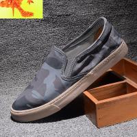 迷彩帆布鞋男春夏透气懒人一脚蹬休闲板鞋百搭青年男士老北京布鞋 简畅