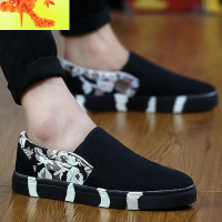 秋季保暖帆布潮鞋男士韩版潮流一脚蹬懒人休闲男鞋百搭老北京布鞋 简畅